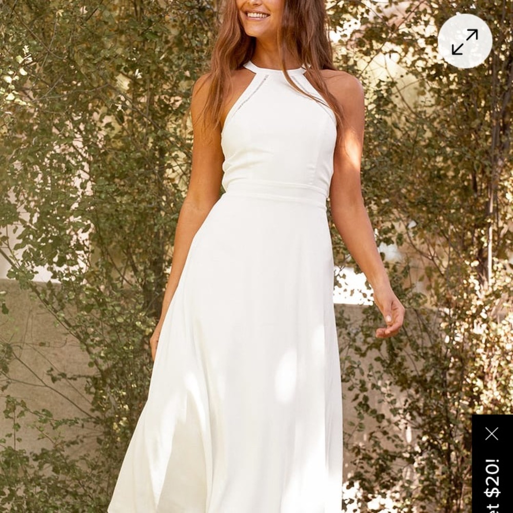 Lulu's White Sleeveless Midi Dress - bridal, beach, beautiful